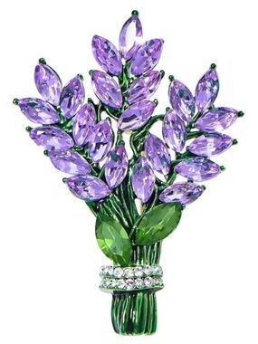 Lavender Bouquet Crystal Brooch